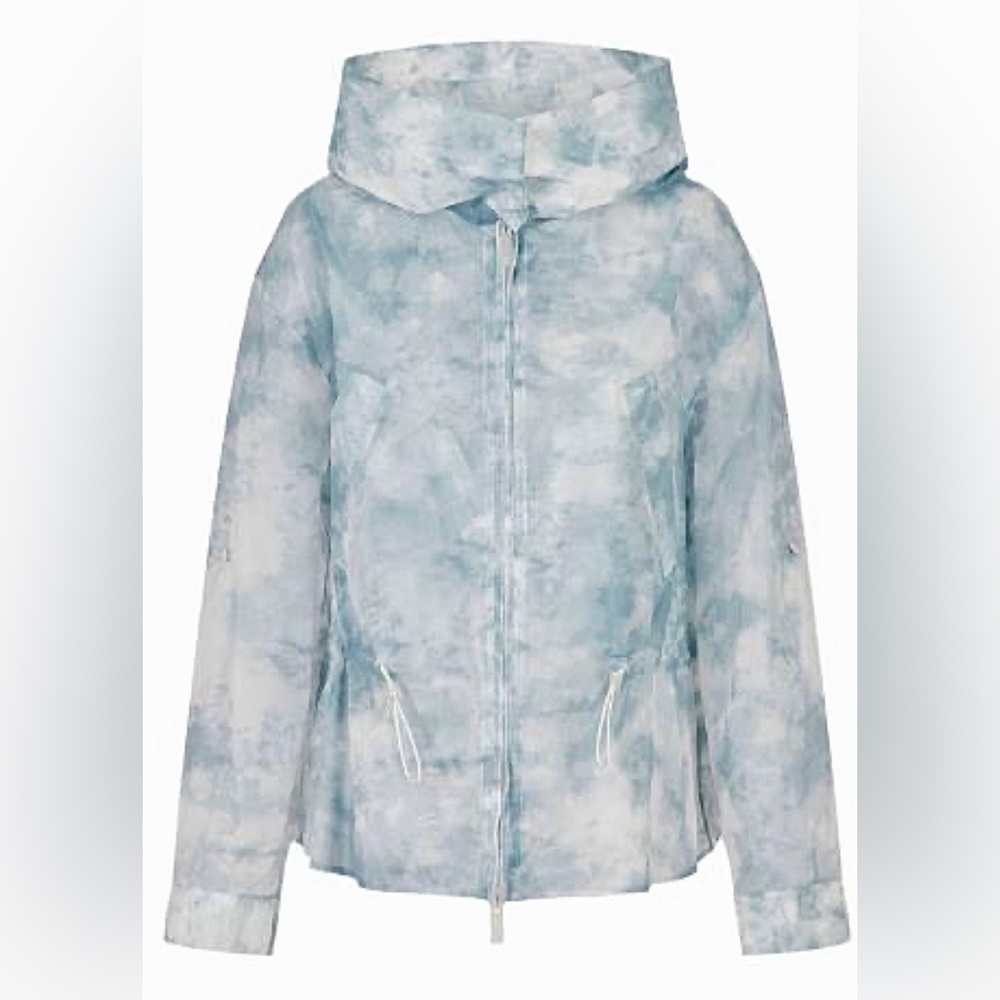 Like New Emporio Armani cloud-print hooded windbreaker jacket blue white sz 44 - Picture 6 of 17
